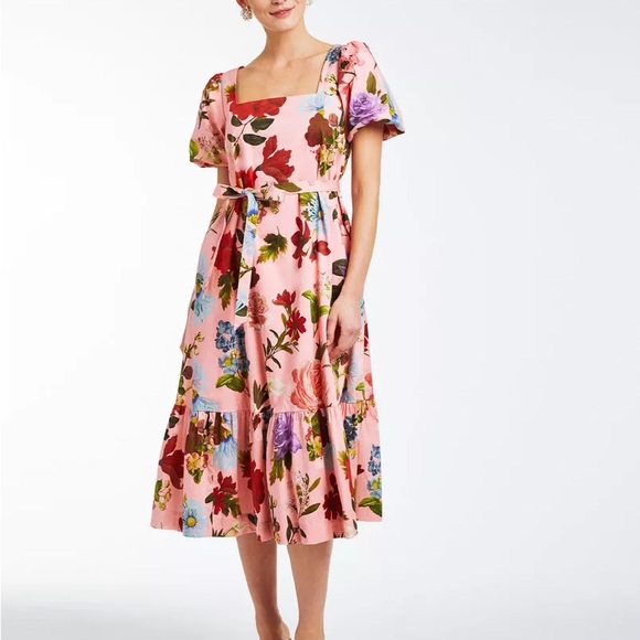 MESTIZA Womens Jasmine Midi Dress - Pink Garden - Excellent Condition - Picture 1 of 6